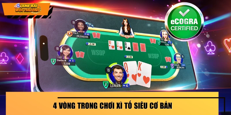 Thứ tự 4 vòng theo cách chơi Xì Tố 